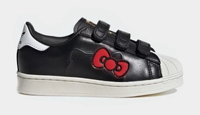 Hello Kitty Superstar Preschool Lifestyle Shoes (Black/White/Red) Adidas Superstar shell-toe sneakers with timeless appeal