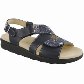 Huggy - Navy Multi SAS comfort walking shoes with supportive build