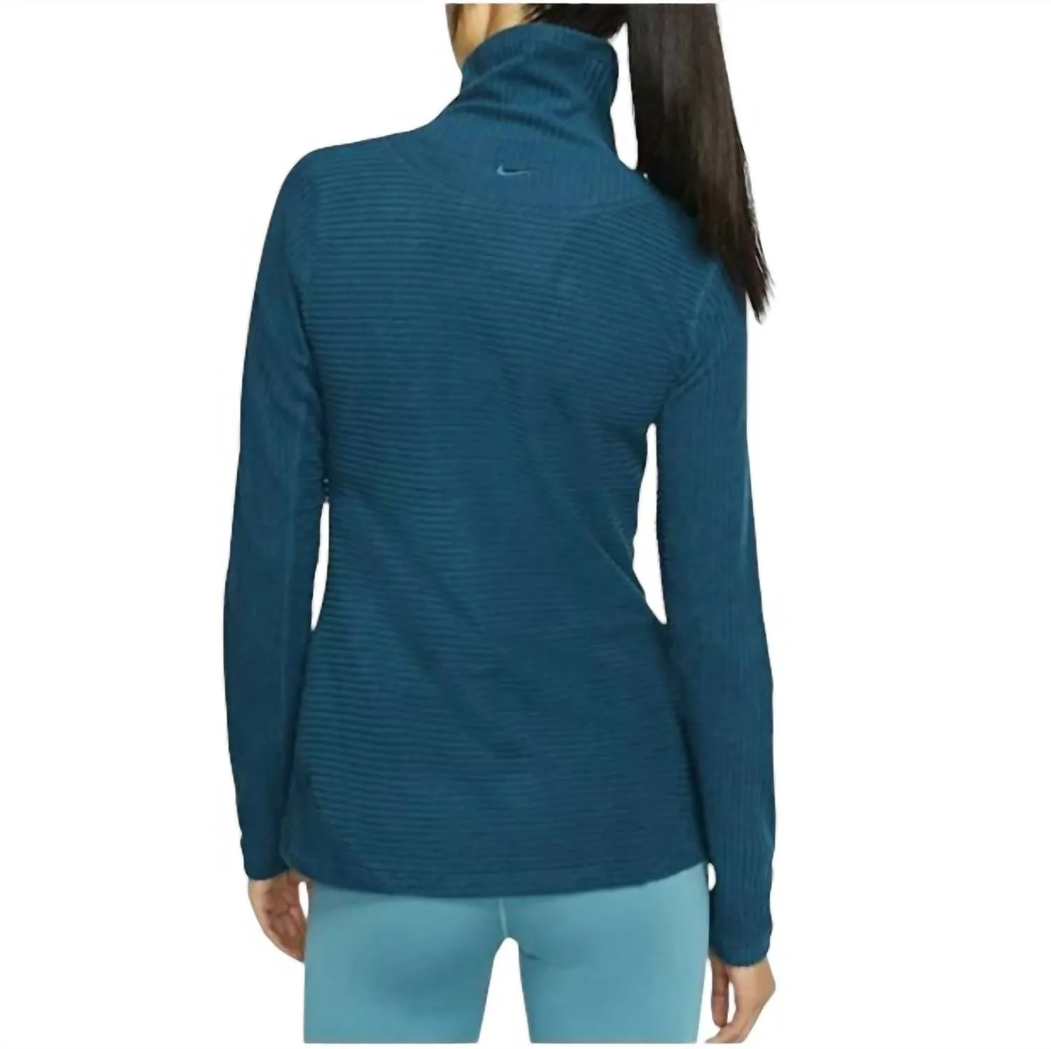 Hyperwarm Velour High Neck Top In Green