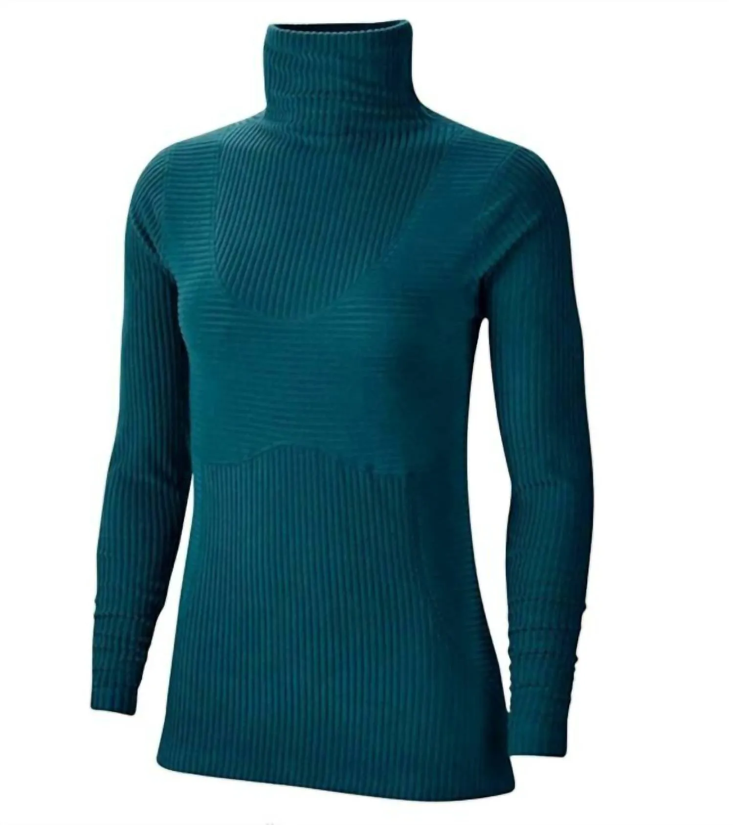 Hyperwarm Velour High Neck Top In Green