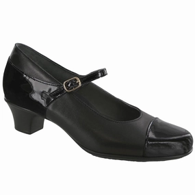Isabel - Black/Black Patent SAS comfort walking shoes with supportive build