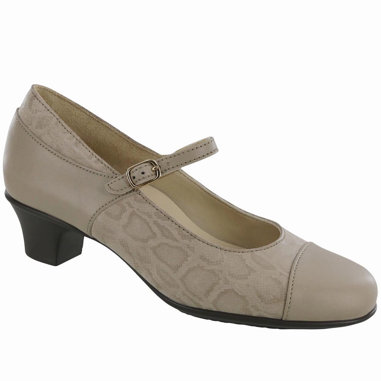 Isabel - Taupe Snake SAS comfort walking shoes with supportive build