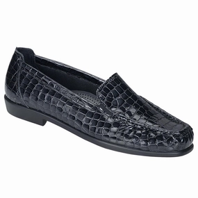 Joy - Black Croc SAS comfort walking shoes with supportive build