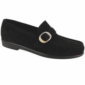 Lara - Black Suede SAS comfort walking shoes with supportive build