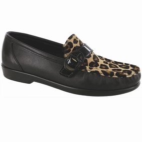 Lara - Leopard Black SAS comfort walking shoes with supportive build