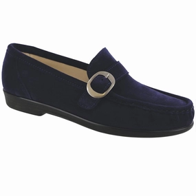 Lara - Navy Suede SAS comfort walking shoes with supportive build