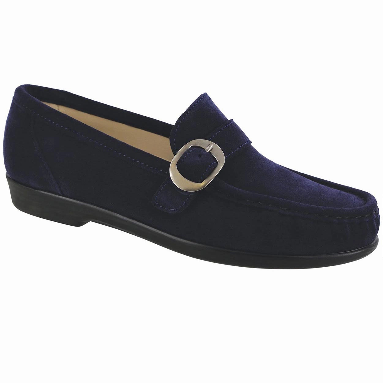 Lara - Navy Suede SAS comfort walking shoes with supportive build