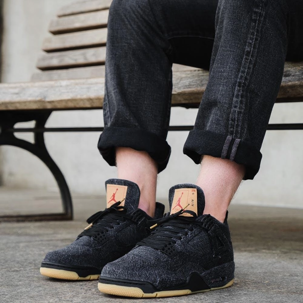 Levis x Nike Air Jordan 4 GS Black Air Jordan 4 retro basketball sneakers