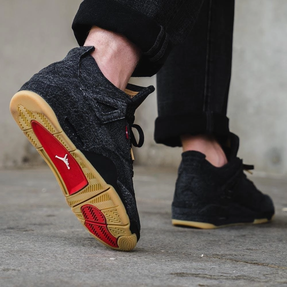 Levis x Nike Air Jordan 4 GS Black Air Jordan 4 retro basketball sneakers