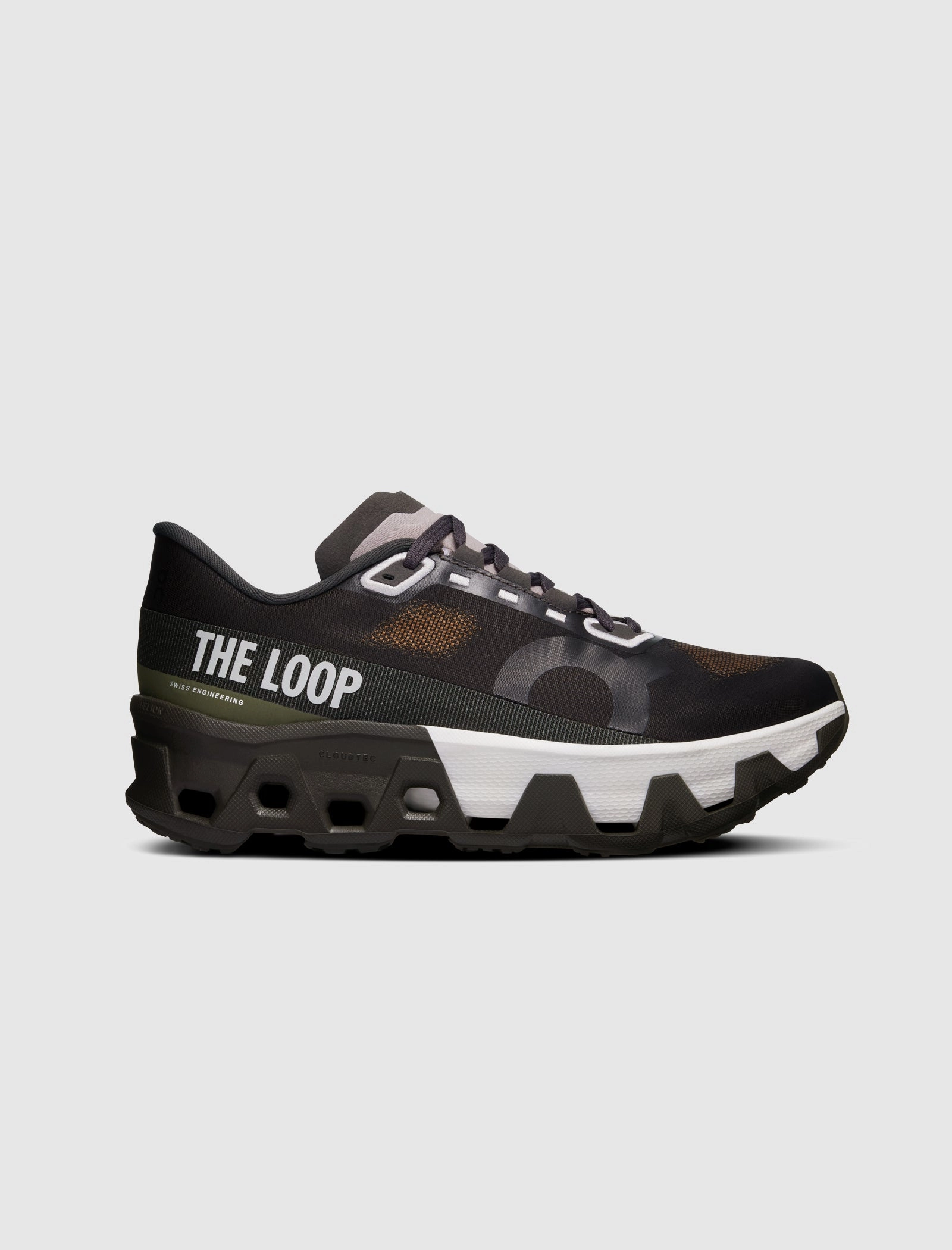 LOOP X PLEASURES X CLOUDMONSTER 2 HYPER "ESPRESSO/ELK" on running shoes with superior grip