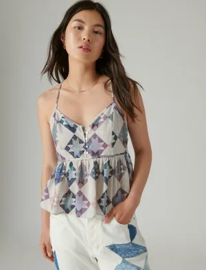 Lucky Brand Laura Ashley Printed Patchwork Cami Cream Patchwork Lucky Brand