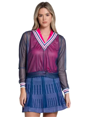 Lucky in Love Ladies Berry Sweet Mesh LS Top Clothing Lucky In Love Women