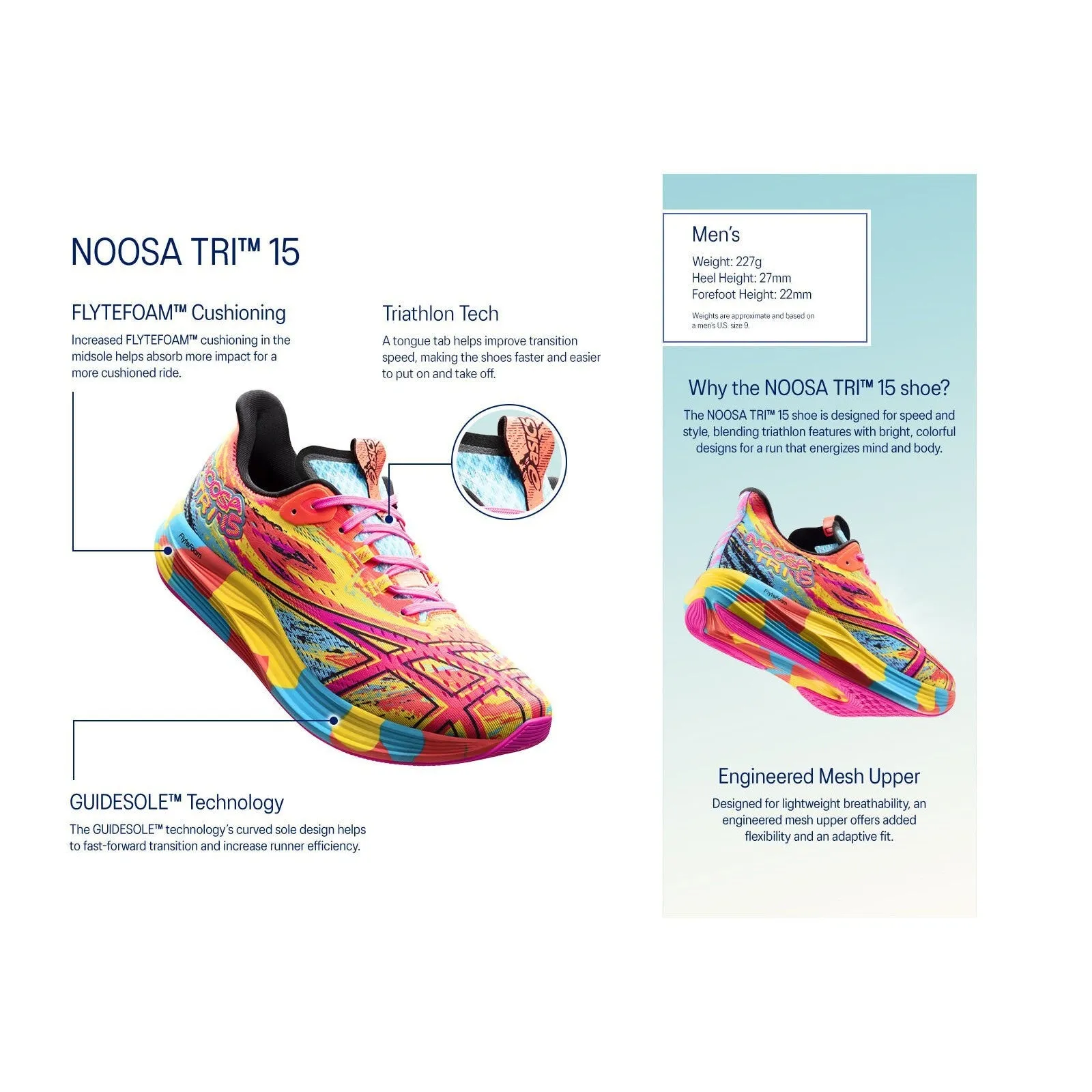 Men's Asics Noosa Tri 15 Waterscape/ Electric Blue asics Shoes