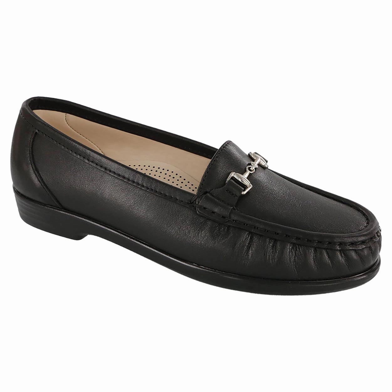 Metro - Black Smooth SAS comfort walking shoes with supportive build