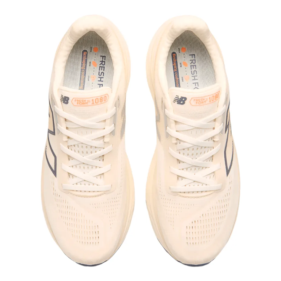 New Balance Men's Fresh Foam X 1080 v14 Running Shoes in Sea Salt/Vintage Indigo/Hot Mango SS25 Shoes_New-Balance