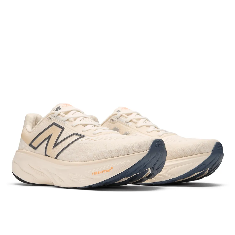 New Balance Women's Fresh Foam X 1080 v14 Running Shoes in Sea Salt/Vintage Indigo/Hot Mango SS25 Shoes_New-Balance