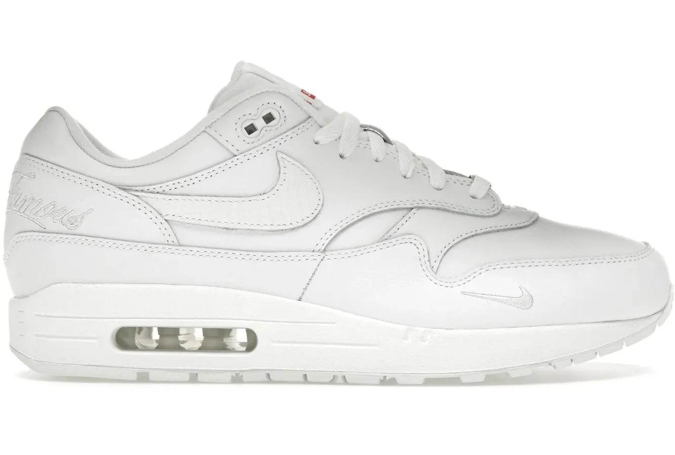 Nike Air Max 1 '87 SP Supreme Triple White Nike Air Max casual shoes with visible air tech