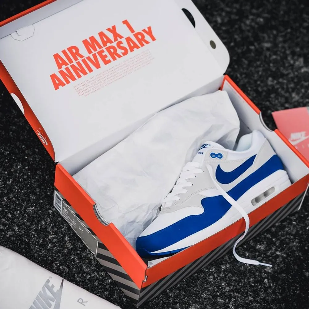 Nike Air Max 1 OG Anniversary White-Game Royal Nike Max Plus series