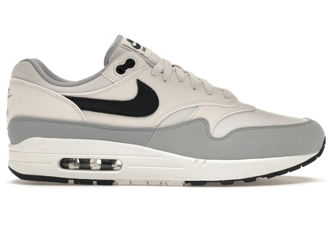 Nike Air Max 1 Platinum Tint Dark Obsidian Nike Air Max casual shoes with visible air tech