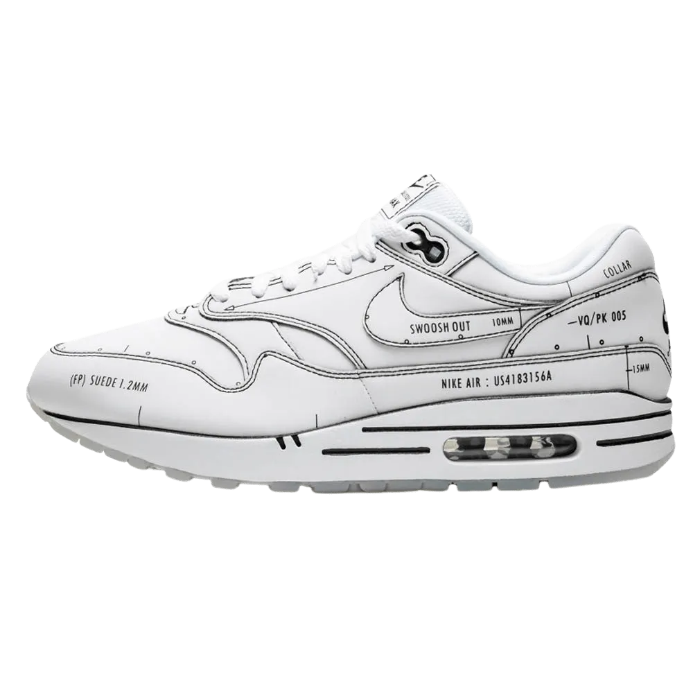 Nike Air Max 1 'Sketch Schematic - White' nike air max 1 comfortable casual shoes