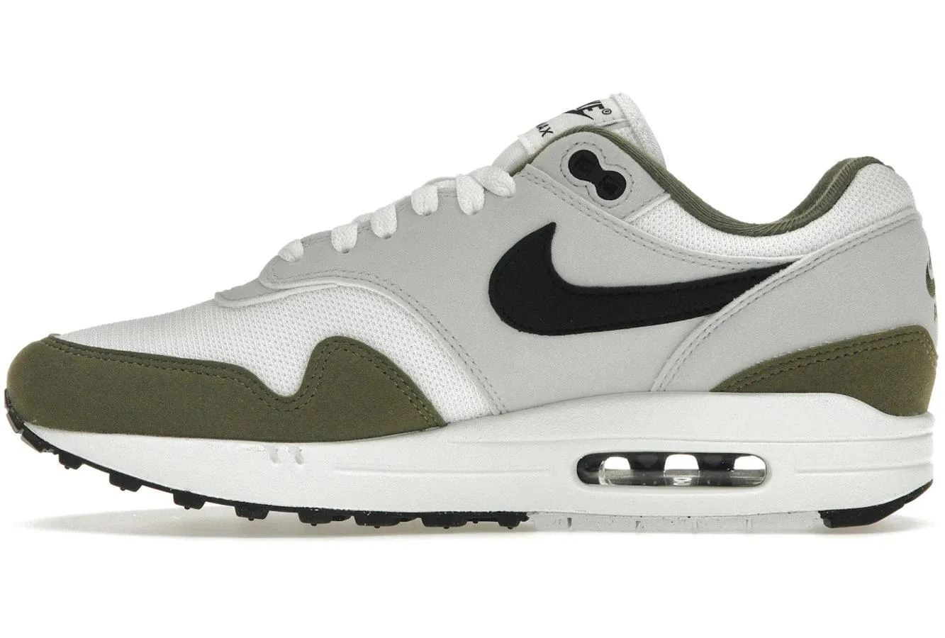 Nike Air Max 1 White Black Medium Olive Nike Air Max casual shoes