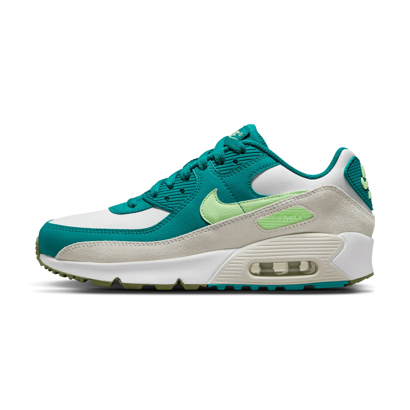 Nike Air Max 90 Leather GS 'Bright Spruce Barely Volt' nike air max 90 lightweight athletic sneakers