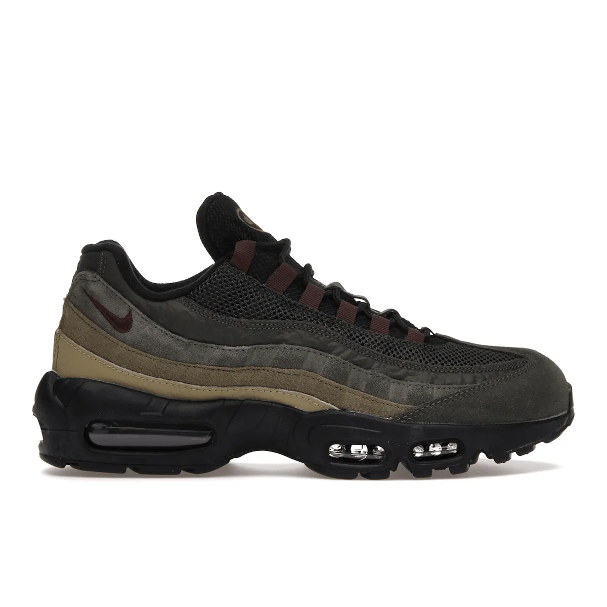 Nike Air Max 95 Black Earth Sequoia Cargo Khaki Nike Air Max casual shoes with visible air tech