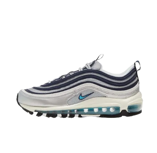 Nike Air Max 97 Metallic Silver Chlorine Blue (Women's) nike air max versatile running and casual sneakers