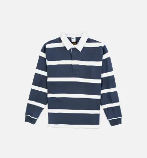 Nike Clothing Striped Heavyweight Rugby Mens Long Sleeve Shirt - Blue/White