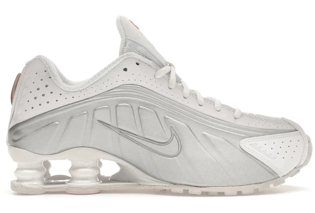 Nike Shox R4 White Metallic Silver nike shox performance cushioning shoes