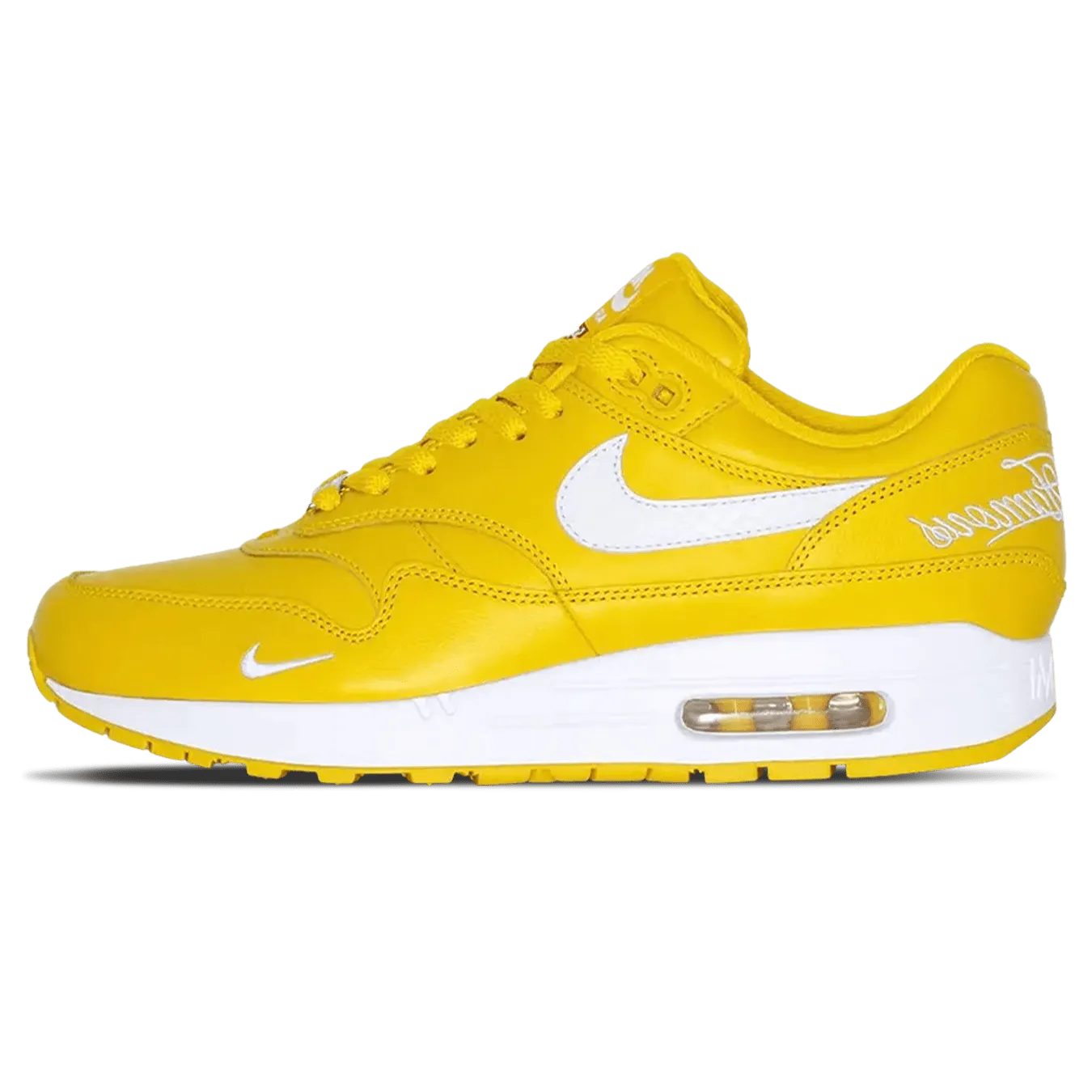 Nike x Supreme Air Max 1 '87 SP 'Speed Yellow' Nike Air Max lifestyle sneakers with sport details