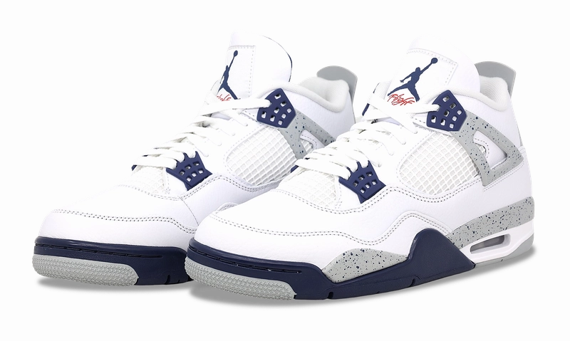 Nike Air Jordan 4 Retro White Midnight Navy  DH6927-140 Stitched midsole lifestyle shoes