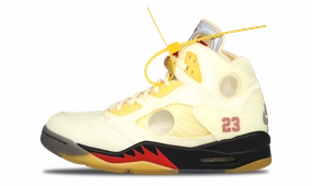 Nike Jordan 5 Retro SP x OFF-WHITE Sail 2020 (DH8565-100) Men's Size 7-12 Air Jordan 5 retro basketball shoes