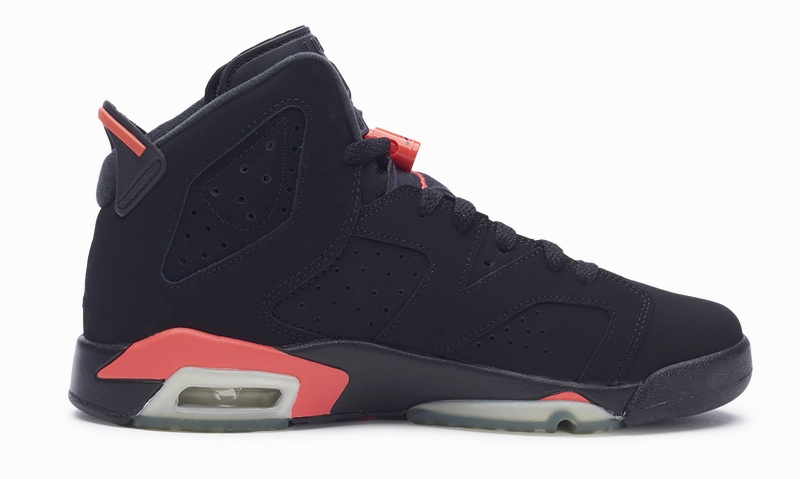 Nike Jordan 6 Retro Infrared Black Red 2014 GS (384665-023) Youth Size 6Y-7Y Original cut sneaker style