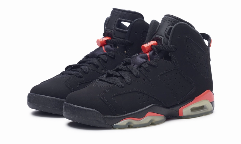 Nike Jordan 6 Retro Infrared Black Red 2014 GS (384665-023) Youth Size 6Y-7Y Original cut sneaker style