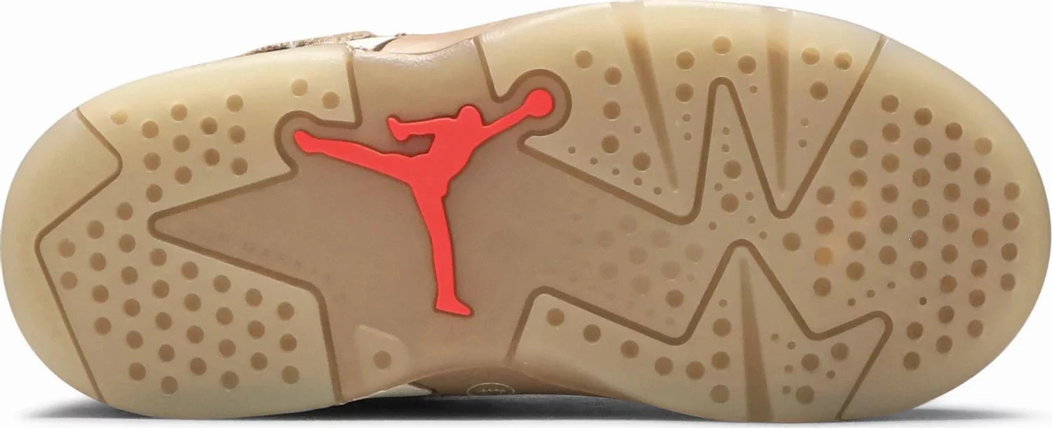 Nike Jordan 6 Retro Travis Scott British Khaki Kids (TD) DH0692-200 Original cut sneaker style