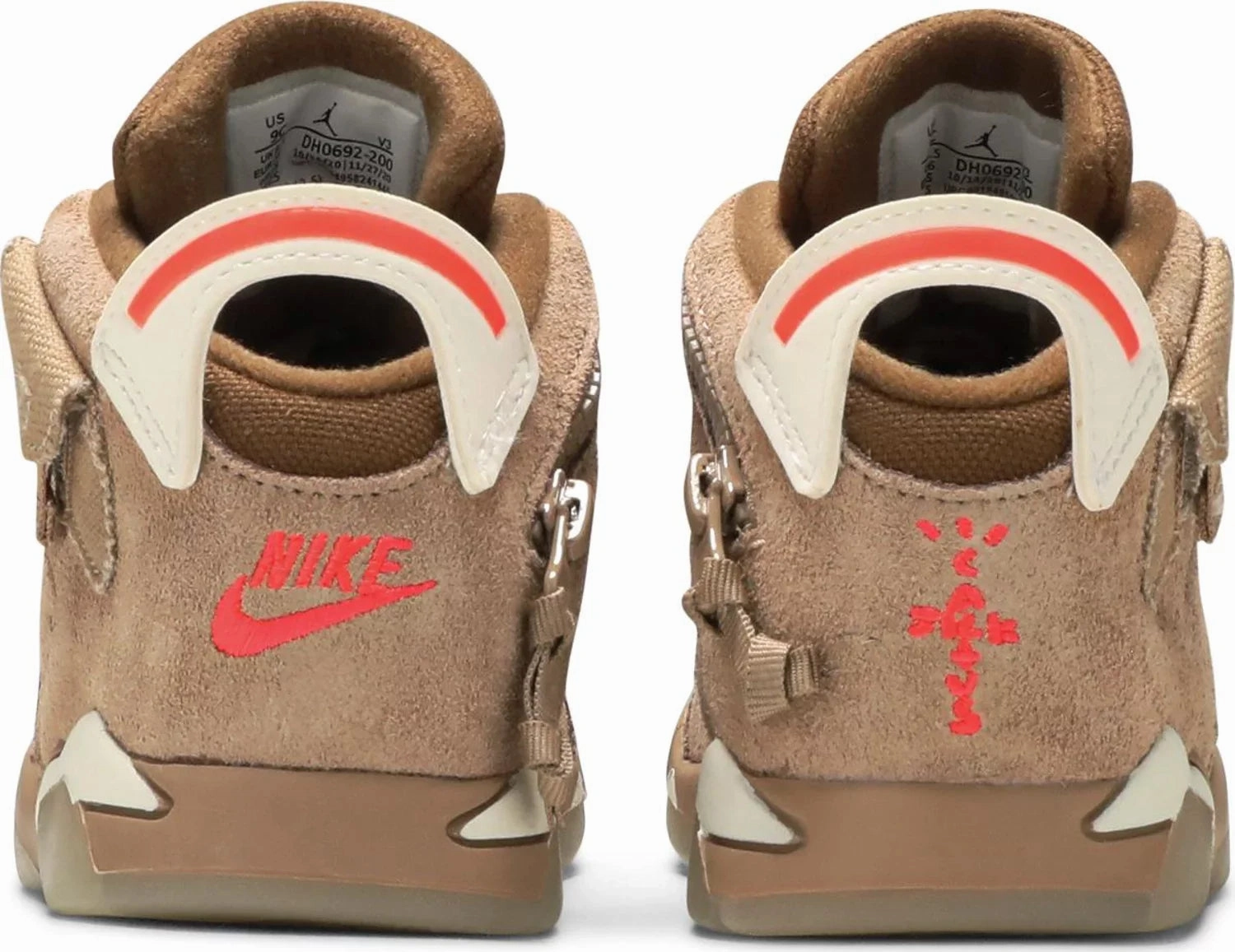 Nike Jordan 6 Retro Travis Scott British Khaki Kids (TD) DH0692-200 Original cut sneaker style