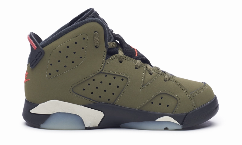Nike Jordan 6 Retro x Travis Scott PS (CQ3565-200) Preschool Size 11C-3Y Original cut sneaker style
