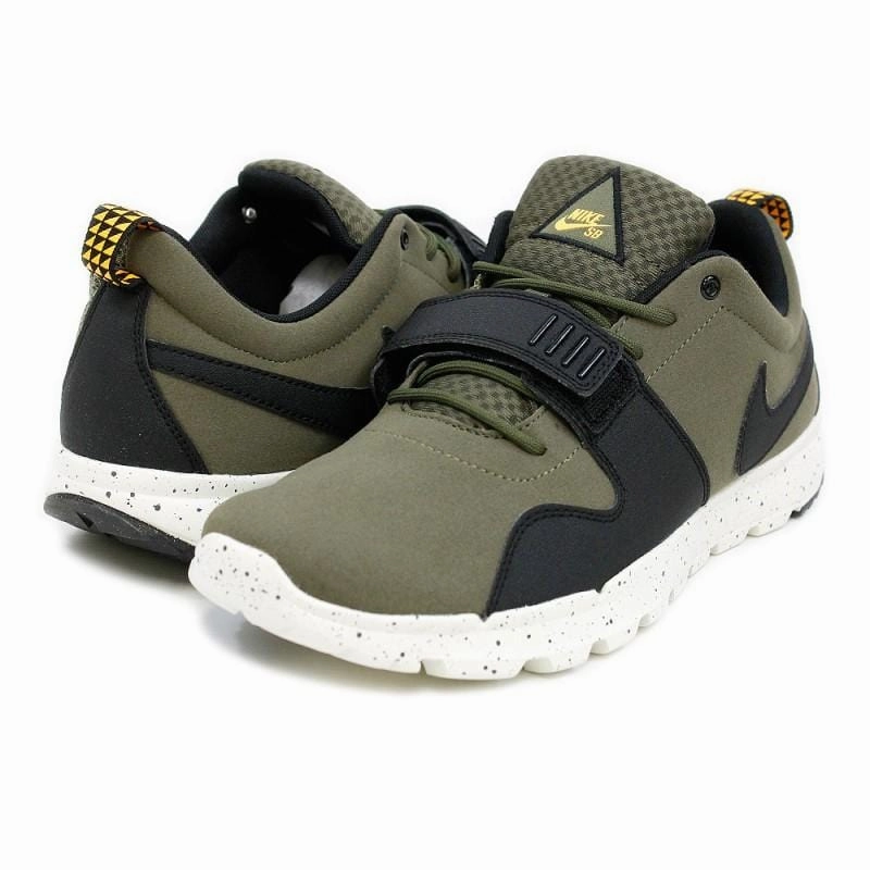 Nike SB Trainerendor Medium Olive - Black - Orange Nike SB skateboarding shoes