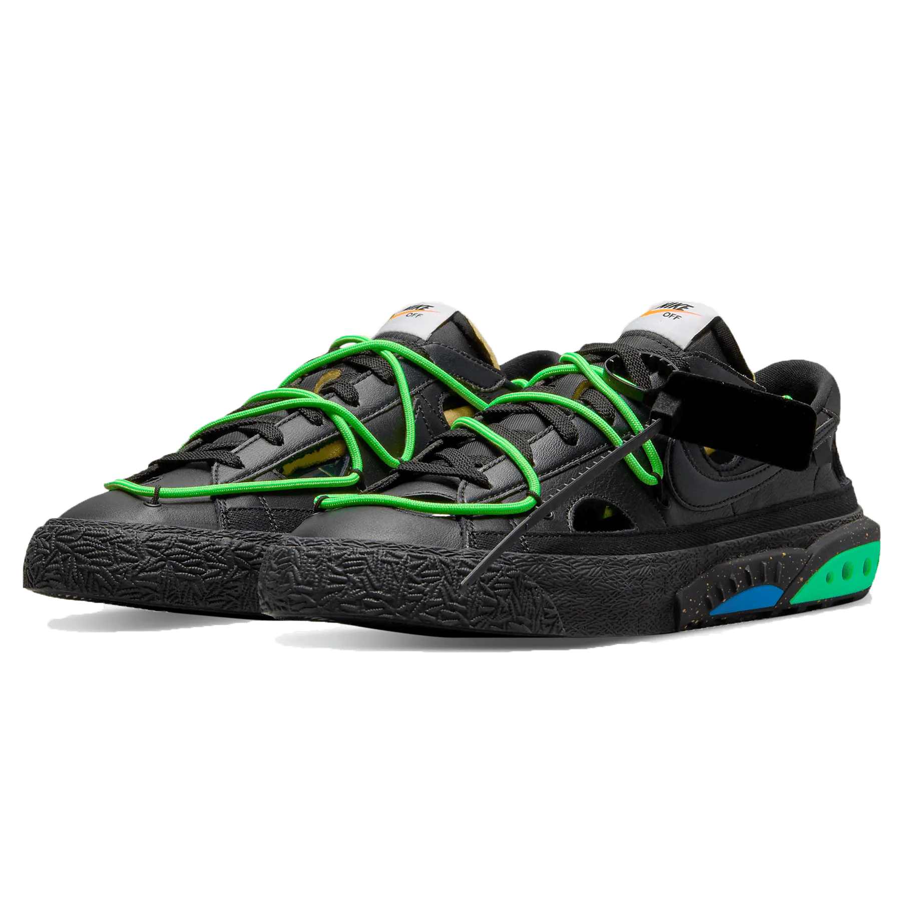Off-White x Nike Blazer Low 'Black Electro Green' X Sacai series