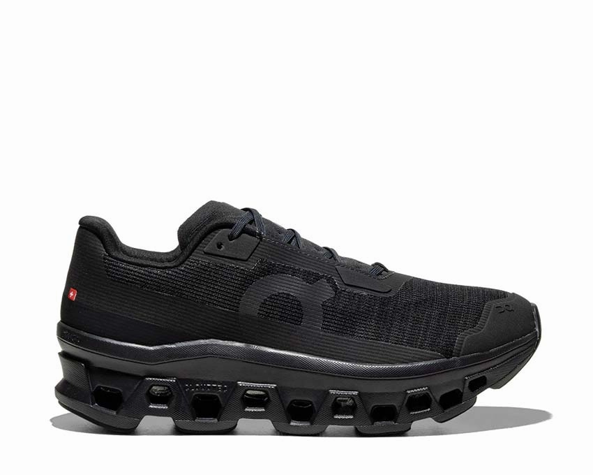 On Cloudmonster Void "Black" on running shoes for men lightweight support
