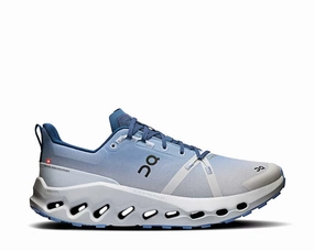On Cloudsurfer Trail Waterproof "Glacier" on running shoes for men lightweight support