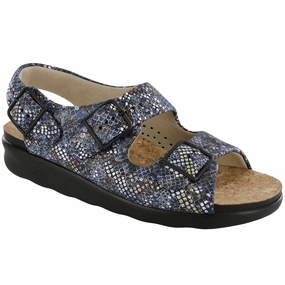 Relaxed - Navy Multisnake SAS comfort walking shoes with supportive build