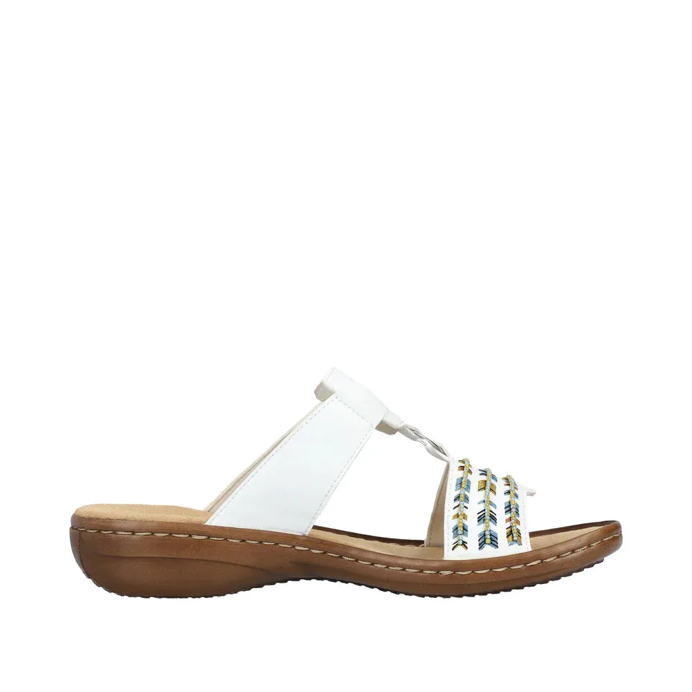 Rieker Shoes 60867-80 White Multi Velcro Slide