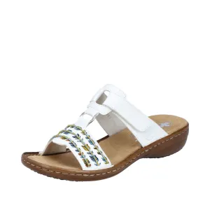 Rieker Shoes 60867-80 White Multi Velcro Slide