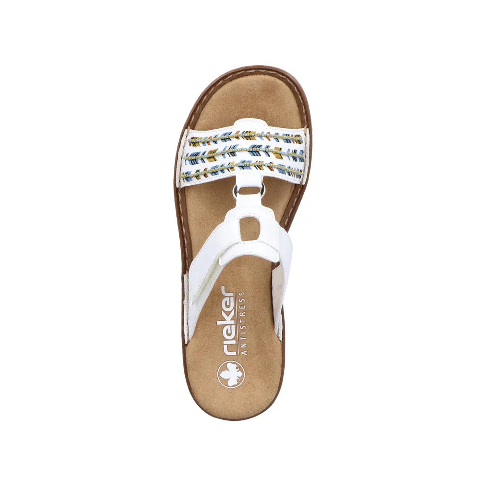 Rieker Shoes 60867-80 White Multi Velcro Slide