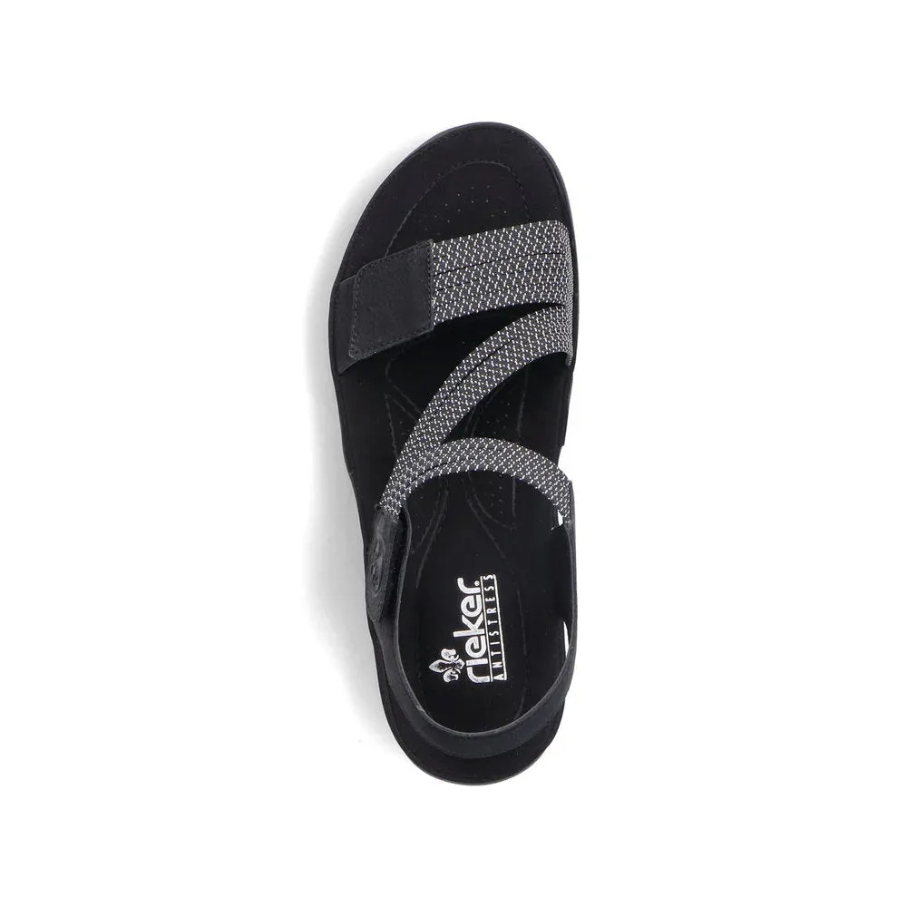 Rieker Shoes 64870-00 Velcro Z-Strap Black
