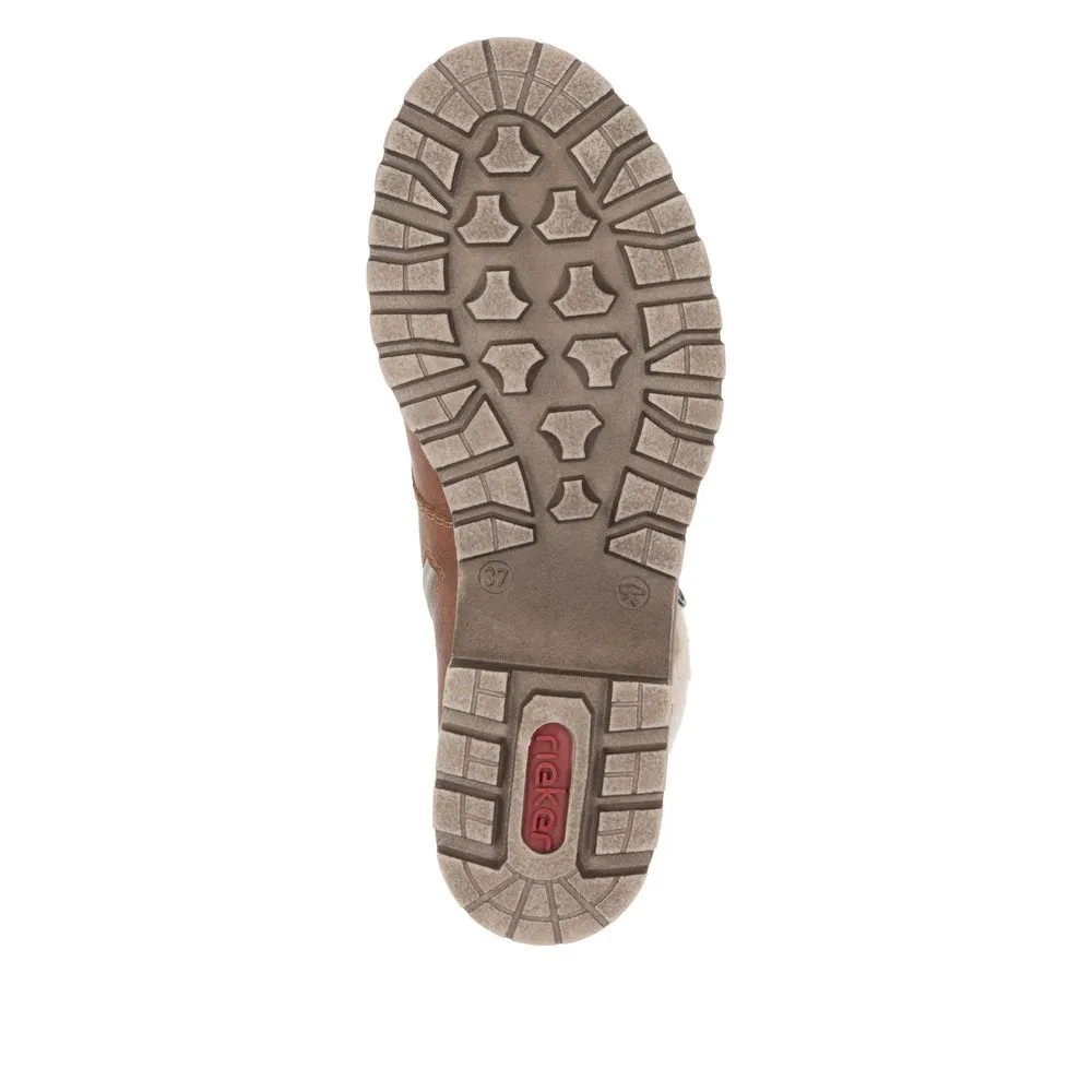 Rieker Shoes 78522-24 Cinnamon Lace/Zip Lined RTex