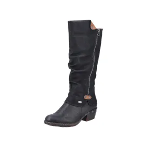 Rieker Shoes 93655-00 Black Tall Boot Lined RTex