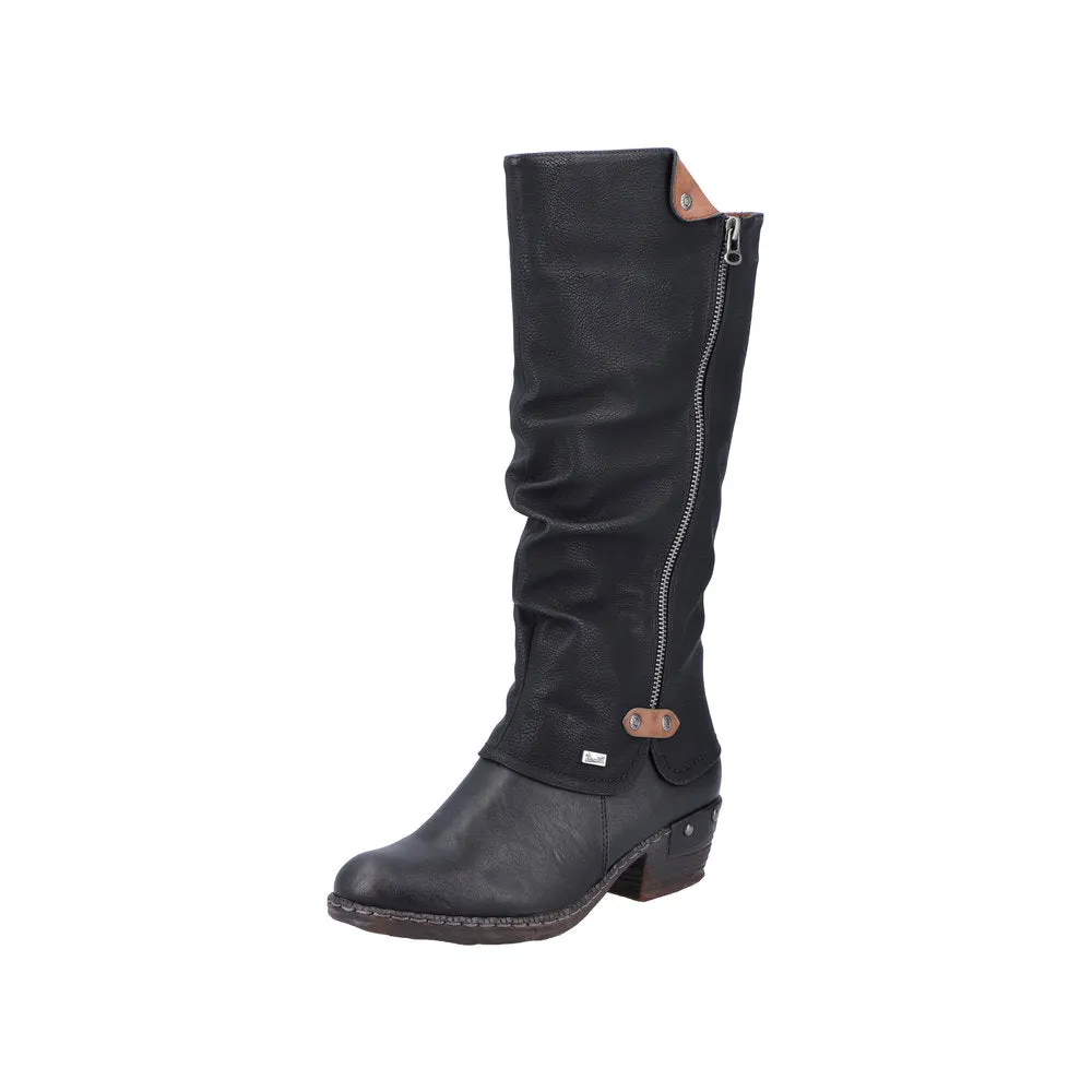 Rieker Shoes 93655-00 Black Tall Boot Lined RTex